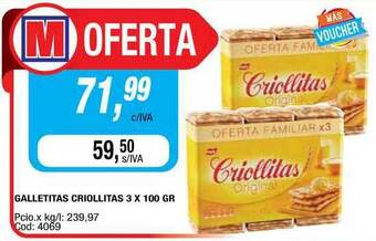Maxiconsumo Galletitas Criollitas 3 x 100gr oferta
