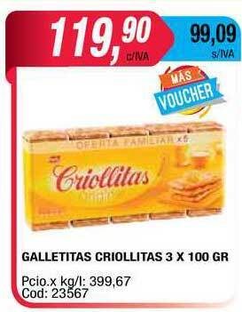 Maxiconsumo Galletitas Criollitas 3 x 100gr oferta