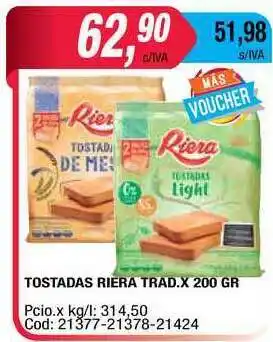 Maxiconsumo Tostadas Riera Trad. x 200gr oferta