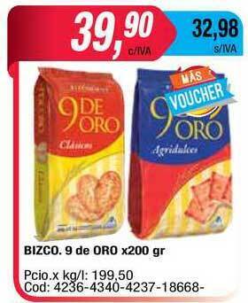 Maxiconsumo Bizco. 9 De Oro x 200gr oferta