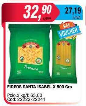 Maxiconsumo Fideos Santa Isabel x 500grs oferta