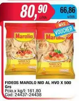Maxiconsumo Fideos Marolo Nid Al Hvo x 500grs oferta