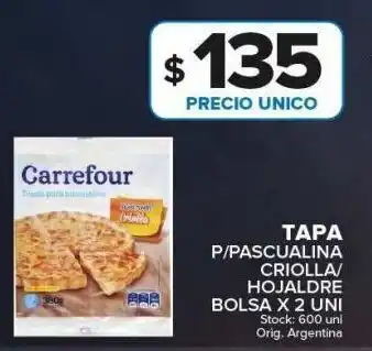 Carrefour Maxi Tapa p/pascualina criolla/hojaldre carrefour x 2un oferta