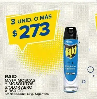 Carrefour Maxi Mata moscas y mosquitos s/olor aerosol raid x 360cc oferta