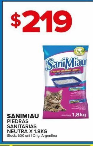 Carrefour Maxi Piedras sanitarias sanimiau x 1.8kg oferta