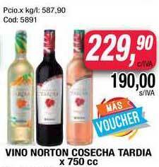 Maxiconsumo Vino Norton Cosecha Tardia x 750cc oferta
