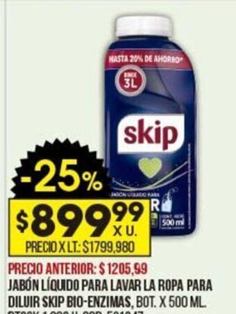Coto Jabon Liquido Para Lavar la ropa para diluir skip bio-Enzimas oferta