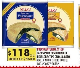 Coto Tapas Para Pascualina De Hojaldre/ Tipo Criolla Coto oferta