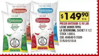 Coto Leche Varios Tipis La Serenisima oferta