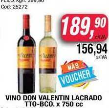Maxiconsumo Vino Don Valentin Lacrado Tto-bco x 750cc oferta