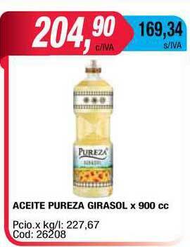 Maxiconsumo Aceite Pureza Girasol x 900cc oferta