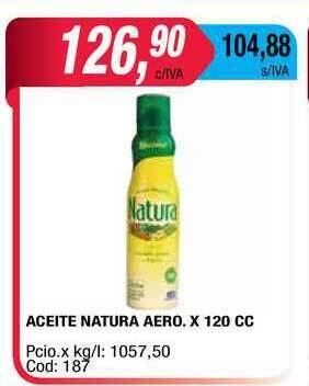 Maxiconsumo Aceite Natura Aero. x 120cc oferta