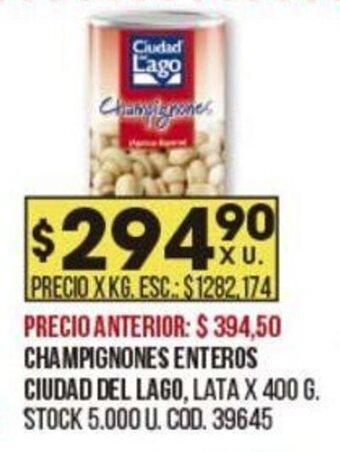 Coto CIUDAD DEL LAGO champignones enteros oferta