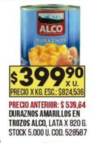 Coto ALCO duraznos amarillos en trozos oferta