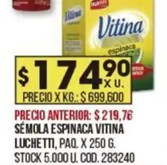 Coto VITINA sémola espinaca vitina luchetti oferta