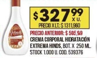 Coto HINDS crema corporal hidratación extrema oferta