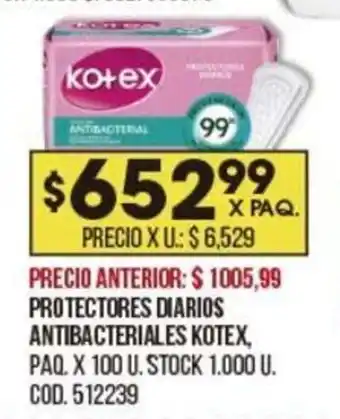 Coto KOTEX protectores diarios antibacteriales oferta