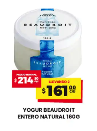 BEAUDROIT yogur beaudroit entero natural 160G