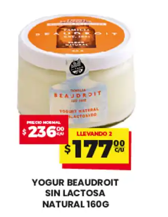 BEAUDROIT yogur beaudroit sin lactosa natural 160G