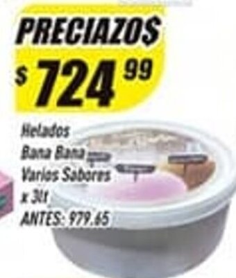 Supermercados Comodin Helados bana bana varios sabores oferta
