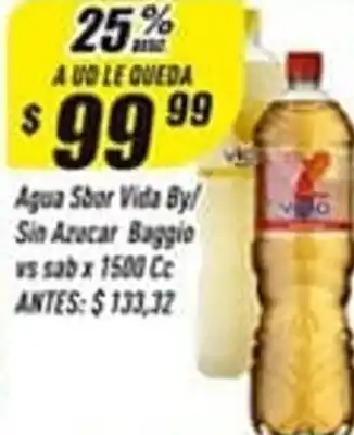 Supermercados Comodin BAGGIO agua sbor vida by/sin azocar baggio vs sab x 1500 cc oferta