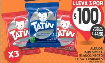 Supermercados Malambo TATIN alfajor tatin simple blanco/negro lleva 3 unidades oferta