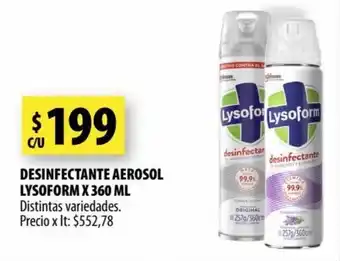 Punto Mayorista LYSOFORM desinfectante aerosol lysoform x 360 ml oferta
