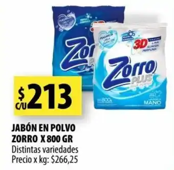 Punto Mayorista ZORRO jabón en polvo zorro x 800 gr oferta