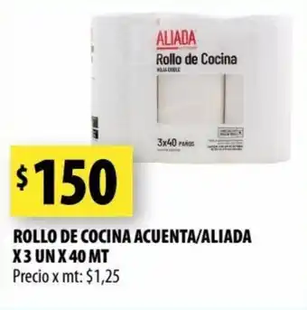 Punto Mayorista ALIADA rollo de cocina acuenta/aliada x3 un x 40 mt oferta