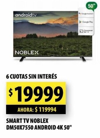 Punto Mayorista Smart tv noblex DM50X7550 android 4K 50" oferta