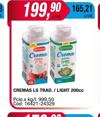 Maxiconsumo Cremas Ls Trad/Light oferta