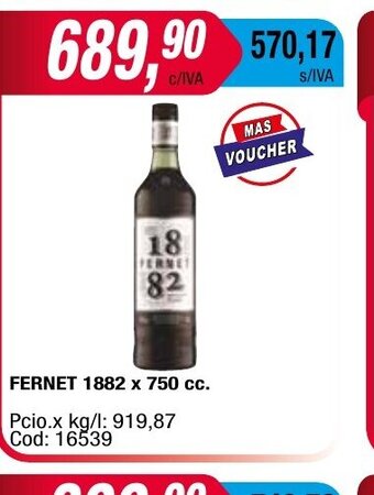 Maxiconsumo Fernet 1882 oferta