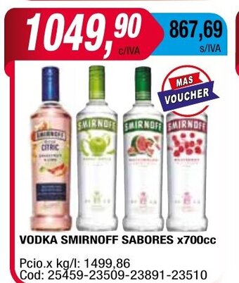 Maxiconsumo Vodka Smirnoff Sabores oferta