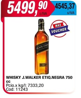 Maxiconsumo Whisky J Walker Etiq Negra oferta