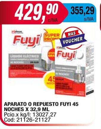 Maxiconsumo Aparato O Repuesto Fuyi 45 Noches oferta