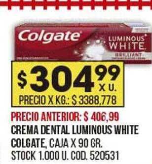 Coto Crema dental luminous white colgate oferta