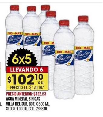 Coto Agua mineral sin gas villa del sur oferta
