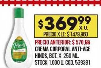 Coto Crema corporal anti-age hinds oferta