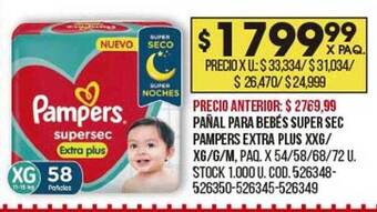 Coto Pañal para bebés super sec pampers extra plus oferta