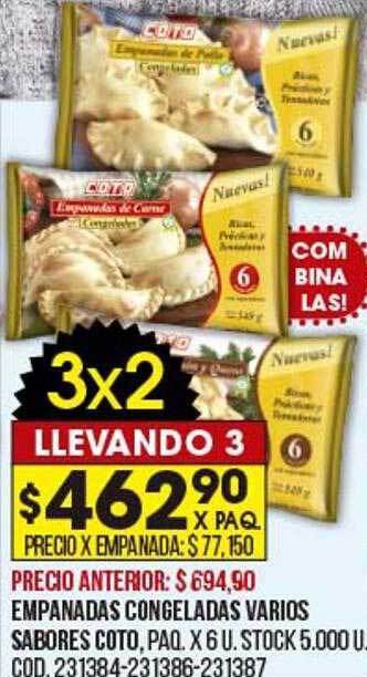 Coto Empanadas congeladas varios sabores coto oferta