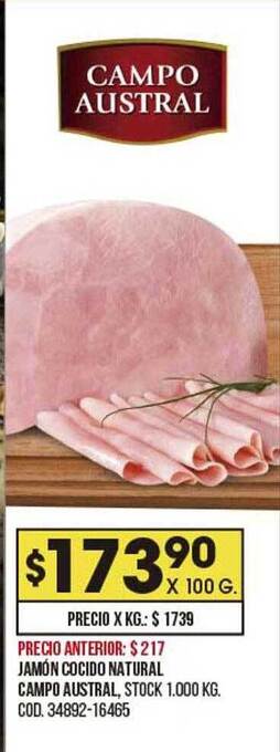 Coto Jamón cocido natural campo austral oferta