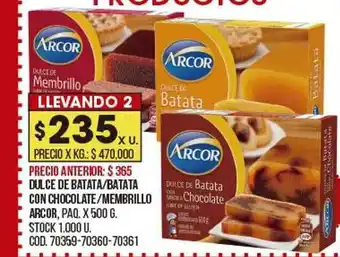 Coto Dulce de batata batata con chocolate membrillo arcor oferta