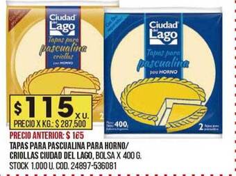 Coto Tapas para pascualina para horno criollas ciudad del lago oferta