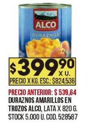 Coto Duraznos amarillos en trozos alco oferta
