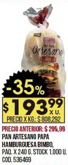 Coto Pan artesano papa hamburguesa bimbo oferta
