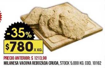Coto Milanesa vacuna rebozada cruda oferta