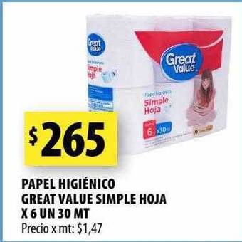 Punto Mayorista Papel higiénico great value simple hoja oferta