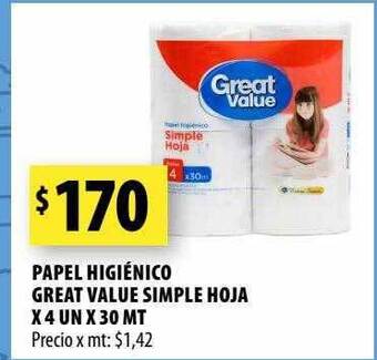 Punto Mayorista Papel higiénico great value simple hoja oferta