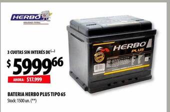 Punto Mayorista Bateria herbo plus tipo 65 oferta