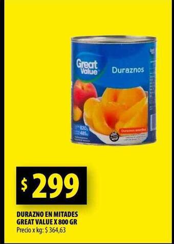Punto Mayorista Durazno en mitades great value oferta